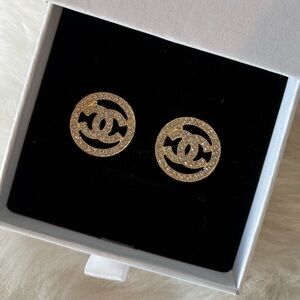 Fashion C Medallion Rhinestone Earrings